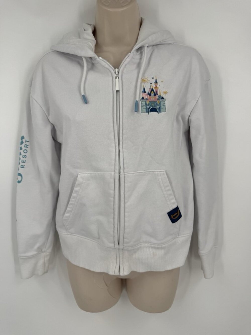 Women’s Disneyland Resort Disney Castle Embroidered Zip Up Hoodie White Size XS